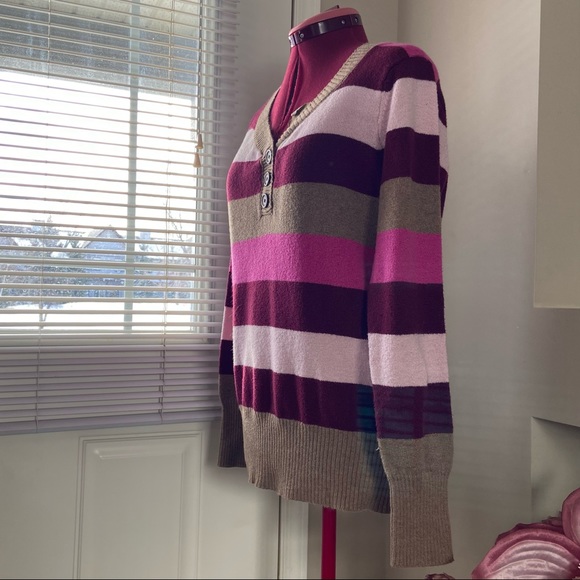 St John’s Bay quality Apparel woman pink tones and brown sweater. Size L. Used. - Picture 3 of 8